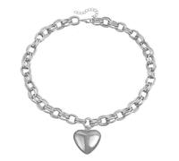 Genérico Frases Acero Pareja Anillos Punk Puffy Love Thick Chain Choker Necklaces Charm Statement Jewelry For Women Teen Girls Para Mujeres Amantes En Mm Anillos, talla única, Metal, No es una piedra