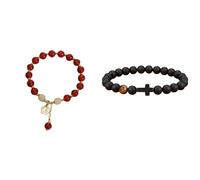 Genérico Frases Valentin Joyería Pulsera Joyería Charm Bangle Meditation Decor Wealth For Good Fortune Varios Abalorios Naturales Abuelita con Joyería, One Size*1+One Size*1, Plástico, No es una