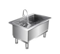 Genérico Fregadero Comercial de Acero Inoxidable con colador y Grifo, estación de Lavado Profunda de pie para Uso Industrial, 100 x 40 x 50 cm (39 x 16 x 20 Pulgadas)