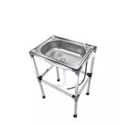 Genérico Fregadero Comercial de Acero Inoxidable de pie - Lavavajillas para Cocina de Exterior, Ideal para restaurantes, lavanderías, garajes y Camping - 60 x 45 cm (sin Grifo)