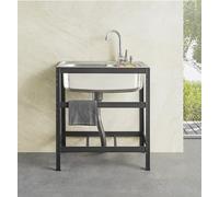 Genérico Fregadero de Acero Inoxidable de Grado Comercial Independiente - Comedero de una cubeta para jardín Exterior con repisa y Accesorios para Restaurante, Bar, lavandería, Garaje y Patio (52 x 3