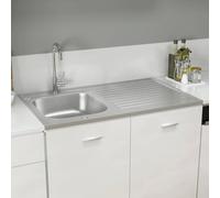 Genérico Fregadero de Cocina con escurridor Acero INOX 1000x600x155 mm,Bricolaje,Fontanería,Piezas para fontanería,Lavabos y fregaderos,Fregaderos,Plateado,7.5 KG,147237