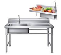 Genérico Fregadero de Cocina de Acero Inoxidable BEZAX Fregadero de jardín móvil de Acero Inoxidable, Lavabo Exterior con Grifo, estación de Lavado de Cocina portátil para restaurantes y Catering, FR