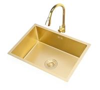 Genérico Fregadero de Cocina de Acero Inoxidable Elegante Color Dorado con Grifo - Lavabo bajo encimera para Bar y baño, Dorado ~ C - 45x40cm, diseño Elegante, fácil instalación