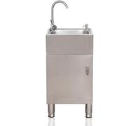 Genérico Fregadero de Cocina de Acero Inoxidable, Fregadero de Cocina Exterior de Acero Inoxidable con Grifo y Mueble, diseño de un Solo Seno Independiente, Patas Ajustables para una fácil instalació