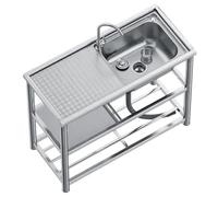 Genérico Fregadero de Cocina de Acero Inoxidable Fregadero Industrial de Acero Inoxidable con escurridor para Exteriores y jardín Independiente con Grifo Tazón de Cocina y Banco de Trabajo para carav
