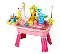 Genérico Fregadero Infantil con Agua Corriente,Mesa Actividades Eléctrica con Grifo y Tobogán de - Juguetes Educativos para Juego - para Niños Entre 1 Y 5 Años Hogar Patio Guardería Preescolar Jardín
