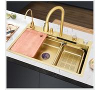 Genérico Fregadero Multifuncional de Acero Inoxidable con Pantalla Digital Tipo Cascada, Fregadero Moderno de Cocina con Grifo extraíble y encimera revestida para cocinas, caravanas y Espacios exteri