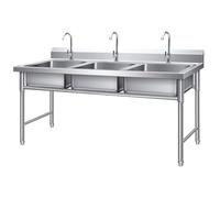 Genérico Fregadero Triple Multifuncional de Acero Inoxidable - Independiente, con Patas Ajustables para cocinas comerciales, restaurantes y escuelas - 120 x 50 x 80 cm