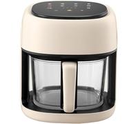 Genérico Freidora Aire Cristal 4,5L sin Aceite, Air Fryer Vidrio con Ventana Visible 360°, Temperatura Regulable 80-190 °C, multifunción Saludable 1350WBeige,One Size