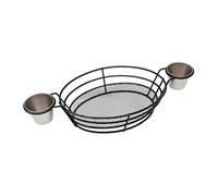 Genérico French Fry Basket - 12.99x5.91x2.76 Inches Fried Food Rack | Wire Basket with 2 Dipping Bowls | for French Fries Fried Chicken Hamburger Snacks, Patio Bbq Camping Party