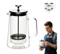 Genérico French Press Tea Maker,34.2Oz Stainless Steel Glass Kettle,Glass Stainless Steel Double-Wall Insulated Kettle,Portable Coffee Brewer, for Brewing Tea or Coffee at Home, Office (600ml/20.5oz)