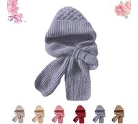 Genérico Friendlyk Winter Versatile Knitted Hooded Scarf for Women, Integrated Ear Protection Windproof Cap-Scarfs, Hat-Scarfs (Gray Blue)