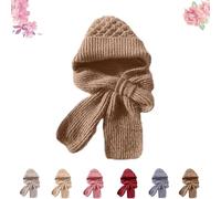 Genérico Friendlyk Winter Versatile Knitted Hooded Scarf for Women, Integrated Ear Protection Windproof Cap-Scarfs, Hat-Scarfs (Khaki)
