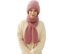 Genérico Friendlyk Winter Versatile Knitted Hooded Scarf, Friendlyk Scarf,Integrated Ear Protection Windproof Cap Scarfs Hat (Pink)