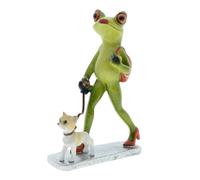 Generico Frog Figurine - | Frog Figurines Collectibles | Frog Dog Walking Resin Figurine Animal Decor Table Ornament for Home Desk Tabletop Shelf Patio