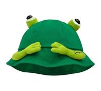 Genérico Frog Hat Costume, Cute Animal Bucket Hat, Warm Fleece Fisherman Cap for Winter and Autumn, Soft Funny Frog Design, Ideal for Parties Travel Daily Wear, Indoor or Outdoor Use, Green