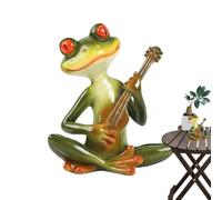 Genérico Frog Ornament - Amphibian Garden Statue ¦ Resin Artificial Frog, Musical Animal Figurine for Decoration, Outdoor Craft Statue with Musical Instrument, Realistic Figure for Outdoor Display