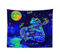 Genérico Frog Tapestry - Hippie Tapestries UV Reactive | Floral Plants Tapestry Galaxy Space Planet Home Decor | Large Aesthetic Tâpêstry Wall Hanging Bedroom| Upright Poster Frog Guitar Tapestries