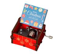 Genérico Frohe Weihnachten Handkurbel Spieluhren Musikbox Mit Kurbel, Gravierte Musikbox Mit Kurbel Graviertes Geschenk Spieluhr Mit Bemaltem Relief Jingle Bells Weihnachtsarrangement -Spieluhr