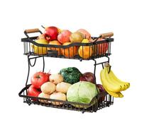 Genérico Fruit Basket for Kitchen,2 Tier Food Holder Bracket,Space Saving Bread Organizer | for Fruit Vegetable Snack Bread Pantry Office Countertop Kitchen Centerpiece Cabinet