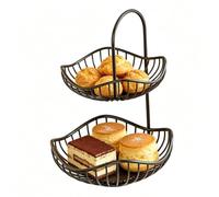 Genérico Fruit Basket Stand Modern Metal Black Storage Organizer