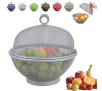 Genérico fruit fly proof bowl with mesh basket with lid,Large Capacity Mesh Basket,mesh fruit basket with lid anti fly,Suitable for kitchen or outdoor picnic (Gray)
