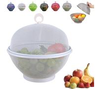 Genérico fruit fly proof bowl with mesh basket with lid,Large Capacity Mesh Basket,mesh fruit basket with lid anti fly,Suitable for kitchen or outdoor picnic (White)