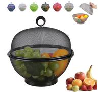 Genérico fruit fly proof bowl with mesh basket with lid,Large Capacity Mesh Basket,mesh fruit basket with lid anti fly,Suitable for kitchen or outdoor picnic (Black)