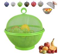 Genérico fruit fly proof bowl with mesh basket with lid,Large Capacity Mesh Basket,mesh fruit basket with lid anti fly,Suitable for kitchen or outdoor picnic (Green)