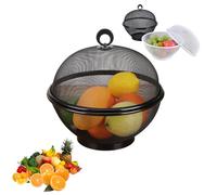 Genérico Fruit Fly Proof Bowl with Mesh Basket with Lid, Mesh Fruit Basket with Lid, Large Capacity Metal Fruit Bowl (black)