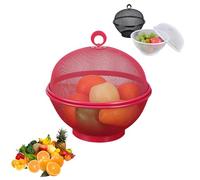 Genérico Fruit Fly Proof Bowl with Mesh Basket with Lid, Mesh Fruit Basket with Lid, Large Capacity Metal Fruit Bowl (rose red)