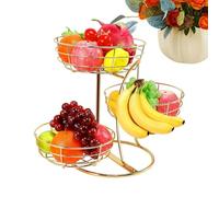 Genérico Fruit Holder - Kitchen Fruit Basket Iron Organizer | 3-Tier Rustproof With Banana Hanger, For Home Pantry Restaurant Food Vegetable Potato Onion Bread Snack Produce