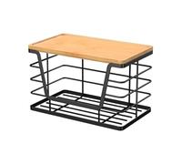 Genérico Fruits Holder, Wood Top Holder, Stackable Compact Space Saving Strong Material Lightweight Rust Proof Stable Base, Pantry Organizer for Home Kitchen Countertop, Small, Large, Black