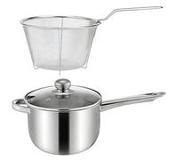 Genérico Fry Pot Large Capacity Nonstick With Lid Basket Deep Fryer For Electric Induction Stove Cooking Home Kitchen Apartment French Fries Chicken Seafood Stainless Steel Temperature Control Pan