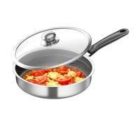 Genérico Frying Pan- Even Heat Induction Cooking, Stainless Steel Skillet Pan, Transparent Lid Heat Control FryingPan, Durable Steel Accessory Case SkilletPan| For Home Kitchen Restaurant Camping