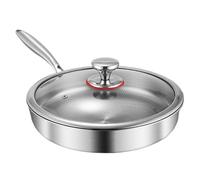 Generico Frying Pan With Lid | Stainless Steel, Titanium Alloy, No Coating | Scratch Resistant, 2025 Upgrade | Nonstick Cookware For Healthy Home Cooking