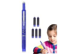 Genérico Füller - Versenkbare Feder | Manueller Einziehbarer Füllfederhalter - Transparentes Barrel Set mit 5 Blauen Patronen 0,38 mm Extra Fein für Handlettering Bürobedarf Glattes Finish