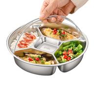 Genérico Fuente Antipasto Dividida,Bandeja de Acero Inoxidable para Cocinar al Vapor con Asa | Separador para Aperitivos,Para Reuniones en Casa, Noches Familiares, Quedadas con Amigos, Camping,