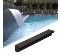 Genérico Fuente con Cascada. Cascada Rectangular de Acero Inoxidable de 182,9 cm (72 Pulgadas) para Piscinas y Patios. Incluye Conector para tuberías y un surtidor de rebosadero. Acabado Negro durade