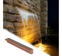 Genérico Fuente de Cascada de Acero Inoxidable - Elemento acuático Oculto para Exteriores, Ideal para Patios, Piscinas y estanques, 155 cm (61 Pulgadas) - Elegante Acabado en Bronce, Ideal para jardi