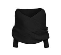 Genérico Fular Lana Bufanda tipo suéter con mangas, suéter y bufanda de invierno, suéter, bufanda con mangas, suéter de punto de talla grande para mujer, Tops, bufanda Abrigos (Black, One Size)