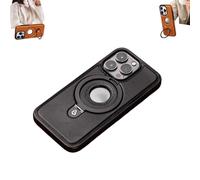 Genérico Full-Coverage Shockproof Leather Magnetic Stand for Phone Case, High-End & Luxury Leather Invisible Stand for Phone Case, with Metal Magnetic for iPhone 16pro (Black,For iPhone15)
