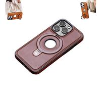 Genérico Full-Coverage Shockproof Leather Magnetic Stand for Phone Case, High-End & Luxury Leather Invisible Stand for Phone Case, with Metal Magnetic for iPhone 16pro (brown2,For iPhone14Pro)