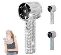 Genérico Full Diamond Portable Handheld Turbo Fan - 199-Speed Adjustable Personal Mini Fan, USB Rechargeable Cooling Fans with LED Display for Travel Outdoor Home Office Activities (A)