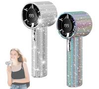 Genérico Full Diamond Portable Handheld Turbo Fan - 199-Speed Adjustable Personal Mini Fan, USB Rechargeable Cooling Fans with LED Display for Travel Outdoor Home Office Activities (A+B)