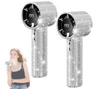 Genérico Full Diamond Portable Handheld Turbo Fan - 199-Speed Adjustable Personal Mini Fan, USB Rechargeable Cooling Fans with LED Display for Travel Outdoor Home Office Activities (A+A)