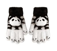 Genérico Full-Fingered Gloves - Polyester, 17cm Casual Mitt Panda Pattern | Soft Warm Winter Knit, Cute & Handwear For Commuting, Travel, School, Cycling, Outdoor Activities, Family Outings