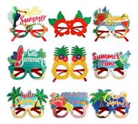 Genérico Fun Hawaiian Sunglasses, 9 Pairs Funny Party Glasses, ABS Material, Tropical Fancy Dress Props, Cool Pool Photo Booth Accessories, Vacation Favors, Kids & Adults, Multicolor