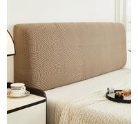 Genérico Funda Cabecero Elástica Multitamaño Protector Antipolvo para Cama Matrimonial Queen California King Decoración Minimalista para Dormitorio Geometría - Café 150cm/59.0in